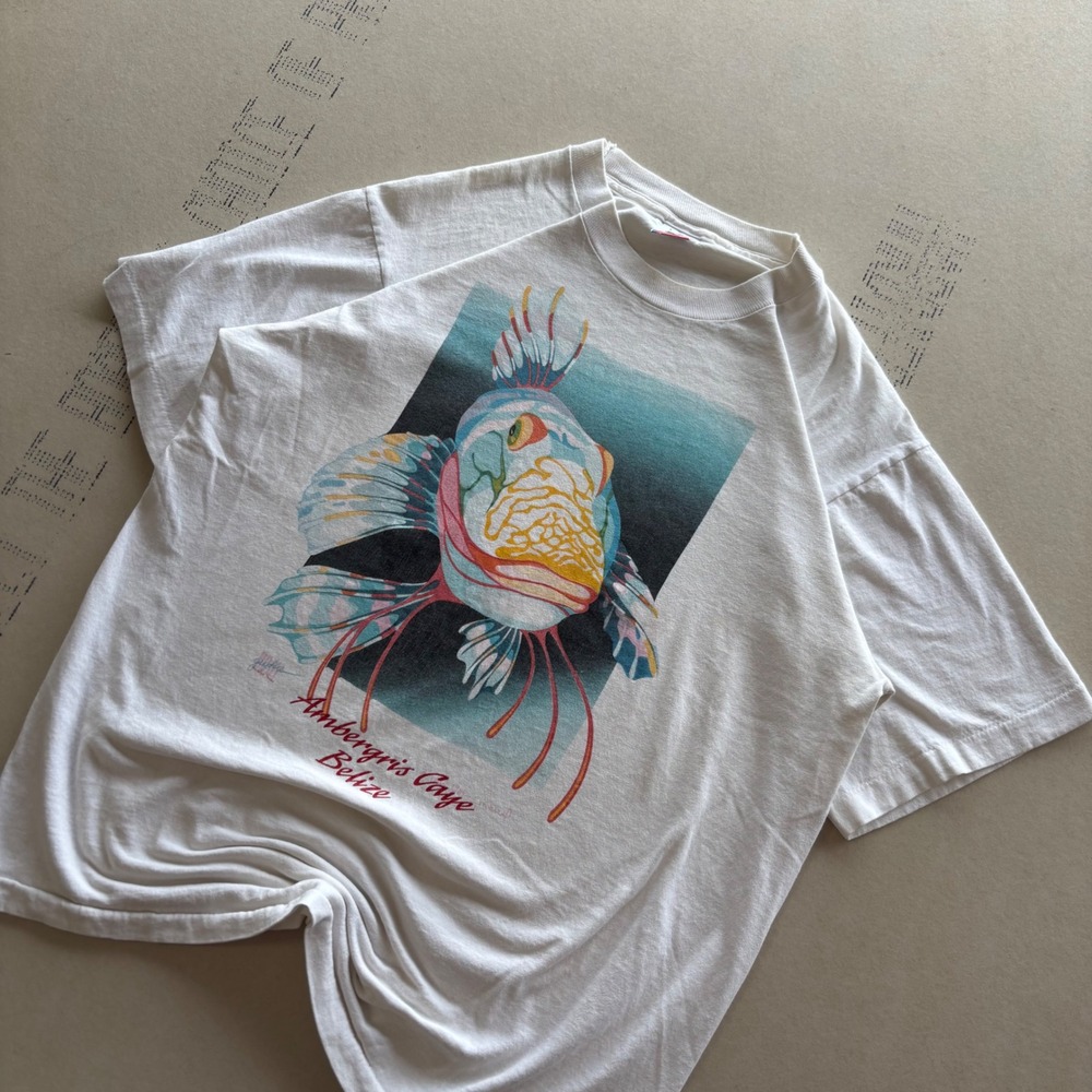 Vintage 80s Ambergris Caye Belize Fish T-shirt